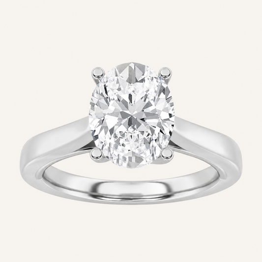 2CT Oval Cut Lab Grown Diamond Classic Shank Solitaire Engagement Ring