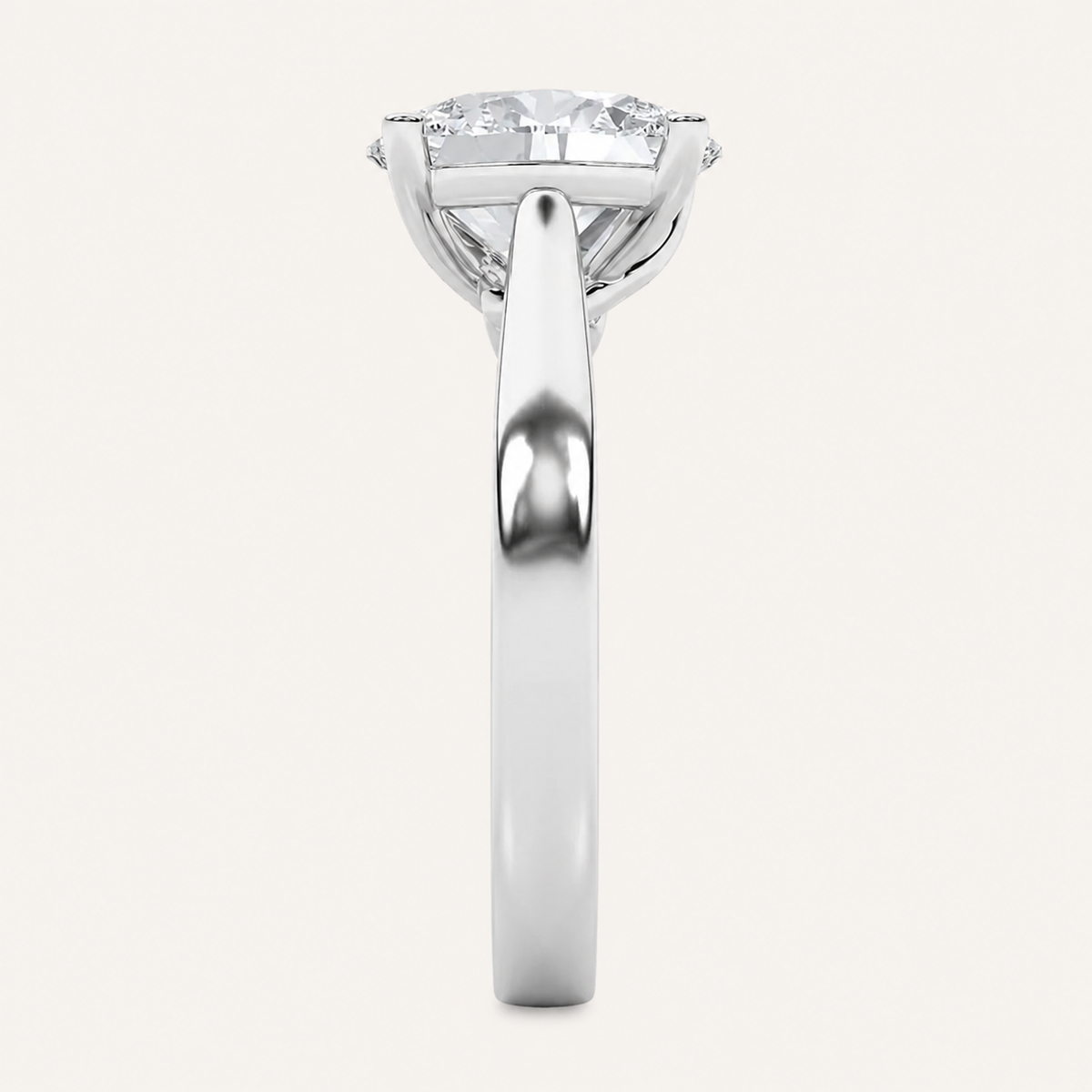 2CT Oval Cut Lab Grown Diamond Classic Shank Solitaire Engagement Ring