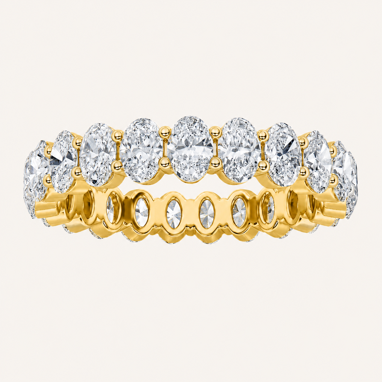 4.5 CT Emerald Cut Lab Grown Diamond Split Prong Eternity Ring