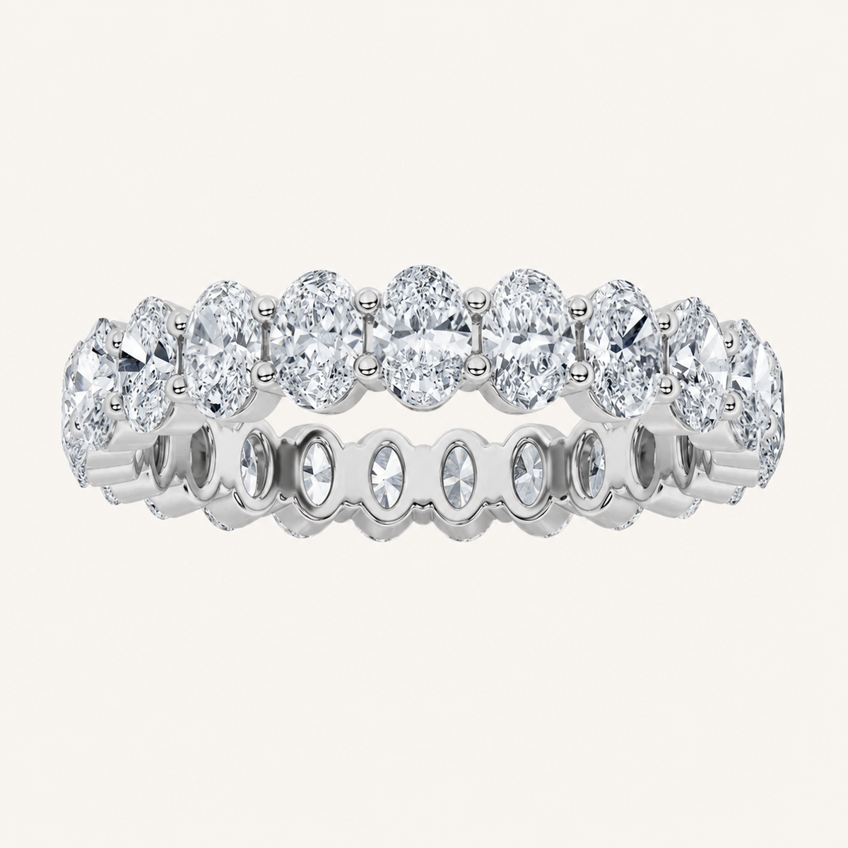3.15 CT Oval Cut Lab Grown Diamond Split Prong Eternity Ring