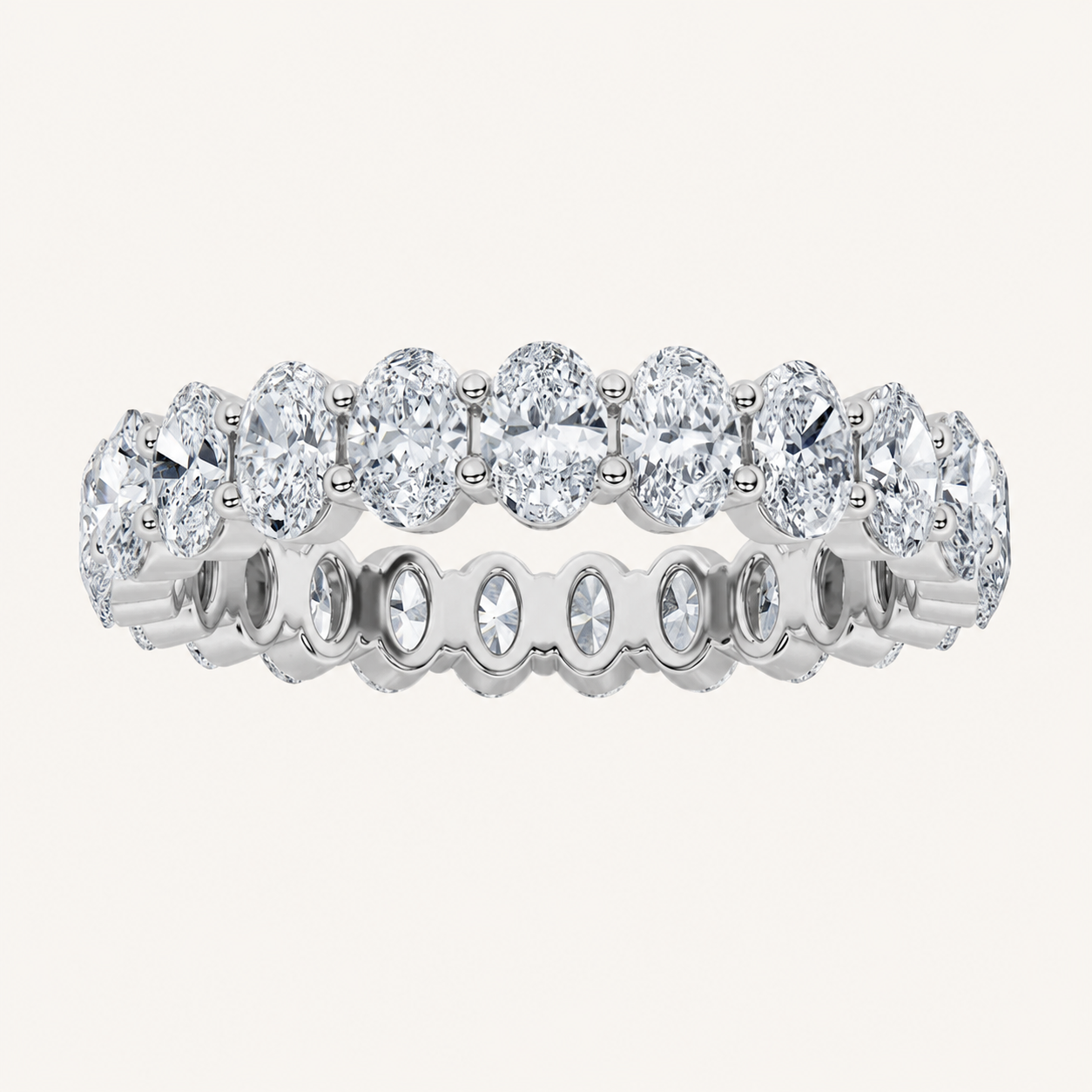 3.15 CT Oval Cut Lab Grown Diamond Split Prong Eternity Ring