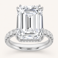 10.25 CT Emerald Cut Lab Grown Diamond Bold Statement Accented Ring