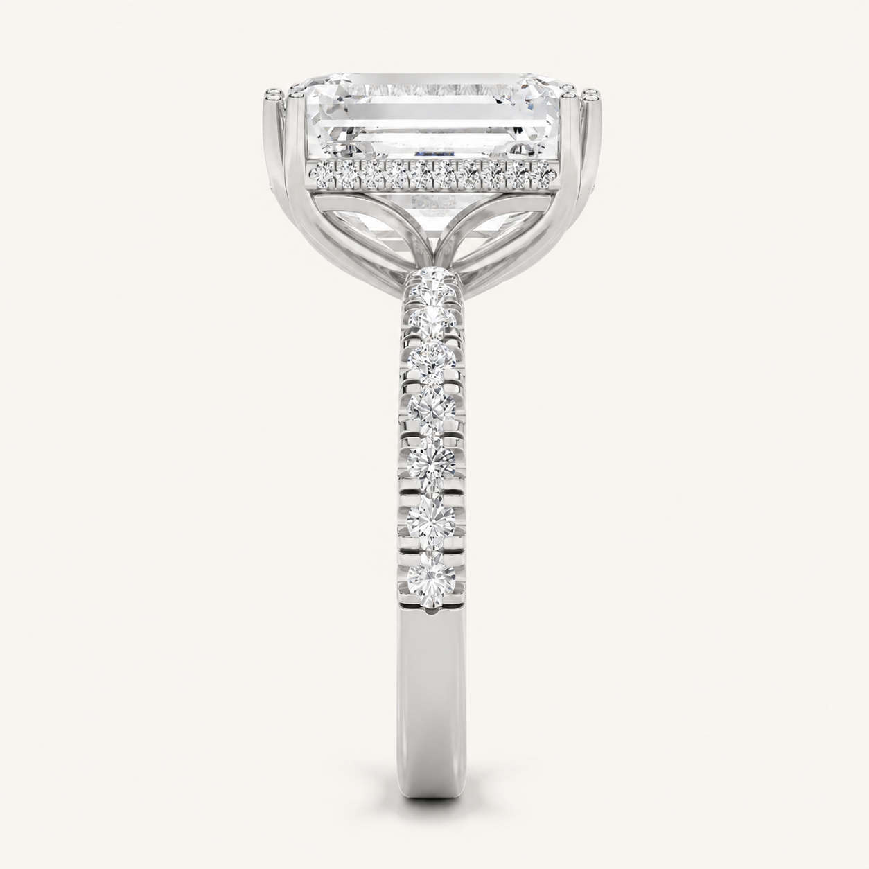 10.25 CT Emerald Cut Lab Grown Diamond Bold Statement Accented Ring