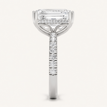 10.25 CT Emerald Cut Lab Grown Diamond Bold Statement Accented Ring