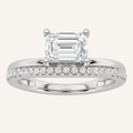 1.5CT Emerald Cut Lab Grown Diamond East West Accented Solitaire Ring