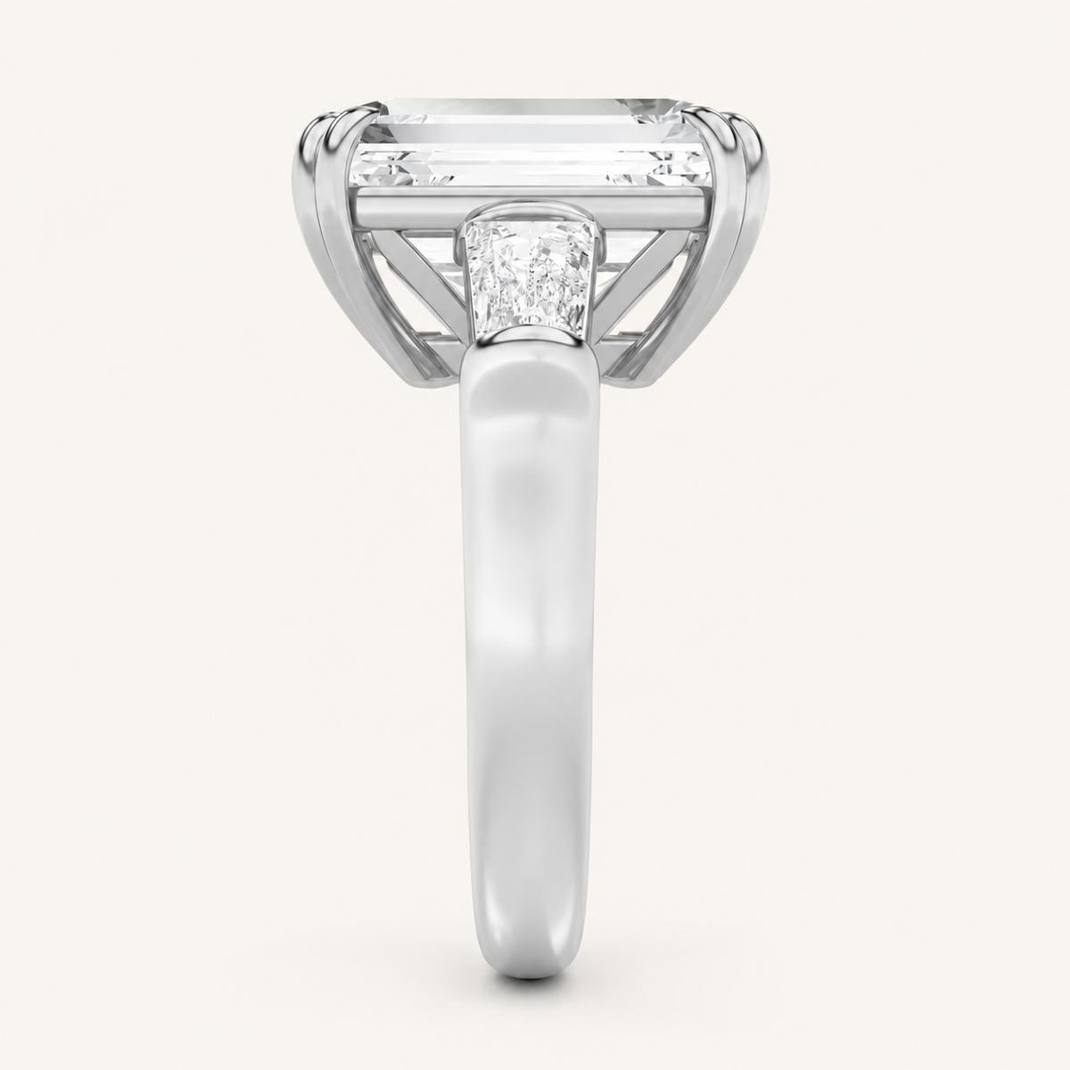 9.00 CT Emerald Cut Lab Grown Diamond Bold Statement Accented Ring