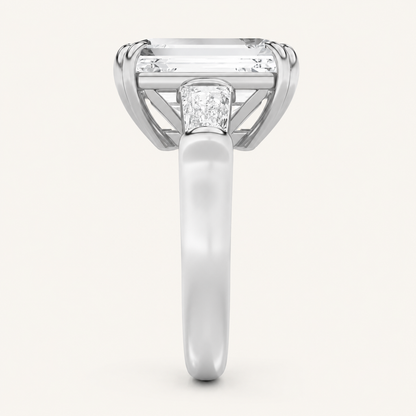 9.00 CT Emerald Cut Lab Grown Diamond Bold Statement Accented Ring