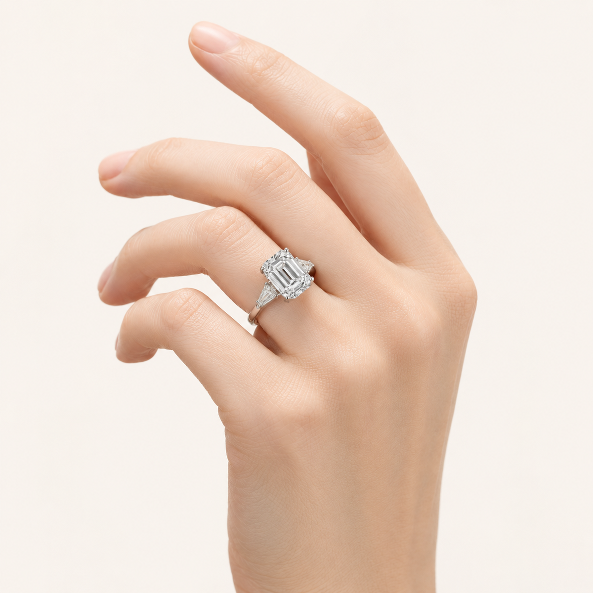 9.00 CT Emerald Cut Lab Grown Diamond Bold Statement Accented Ring