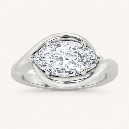 2CT Marquise Cut Lab Grown Diamond East West Solitaire Ring