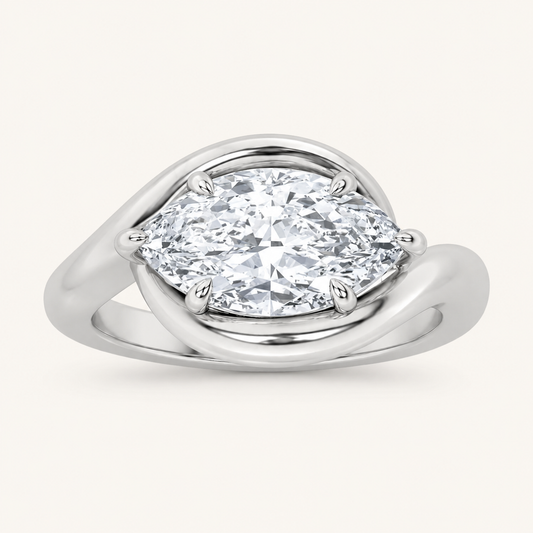 2CT Marquise Cut Lab Grown Diamond East West Solitaire Ring