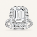 7.25 CT Emerald Cut Lab Grown Diamond Bold Statement Accented Ring