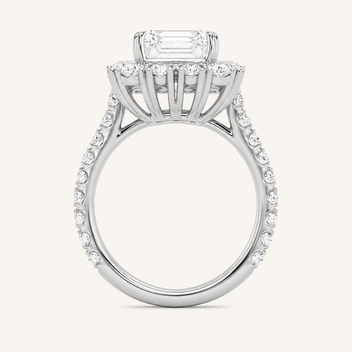 7.25 CT Emerald Cut Lab Grown Diamond Bold Statement Accented Ring
