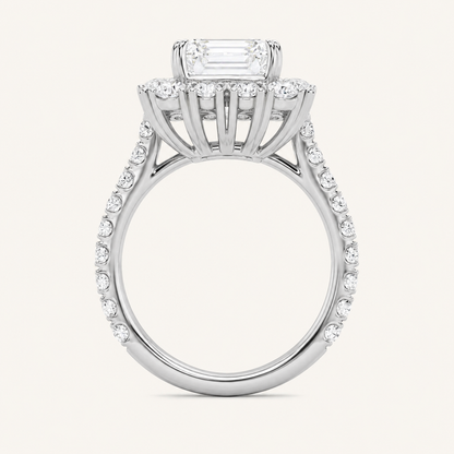 7.25 CT Emerald Cut Lab Grown Diamond Bold Statement Accented Ring