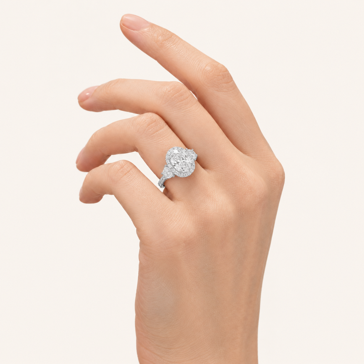 7.5 CT Oval Cut Lab Grown Diamond Bold Statement Accented Ring