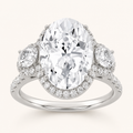 7.5 CT Oval Cut Lab Grown Diamond Bold Statement Accented Ring