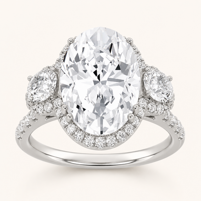 7.5 CT Oval Cut Lab Grown Diamond Bold Statement Accented Ring