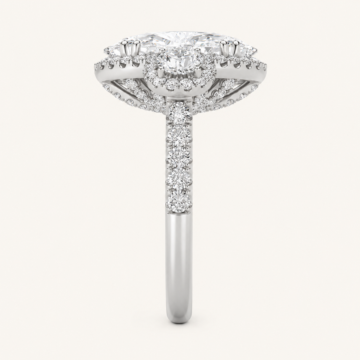 7.5 CT Oval Cut Lab Grown Diamond Bold Statement Accented Ring