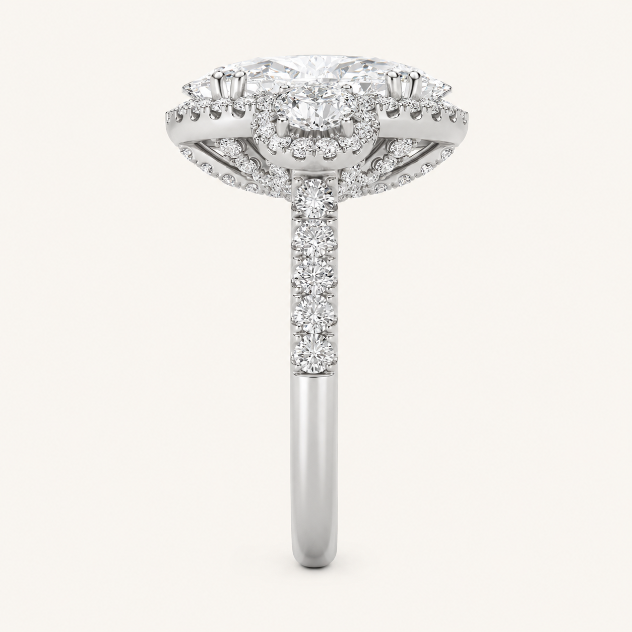 7.5 CT Oval Cut Lab Grown Diamond Bold Statement Accented Ring