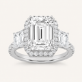 7.00 Ct Emerald Cut Lab Grown Diamond Bold Accented Engagement Ring