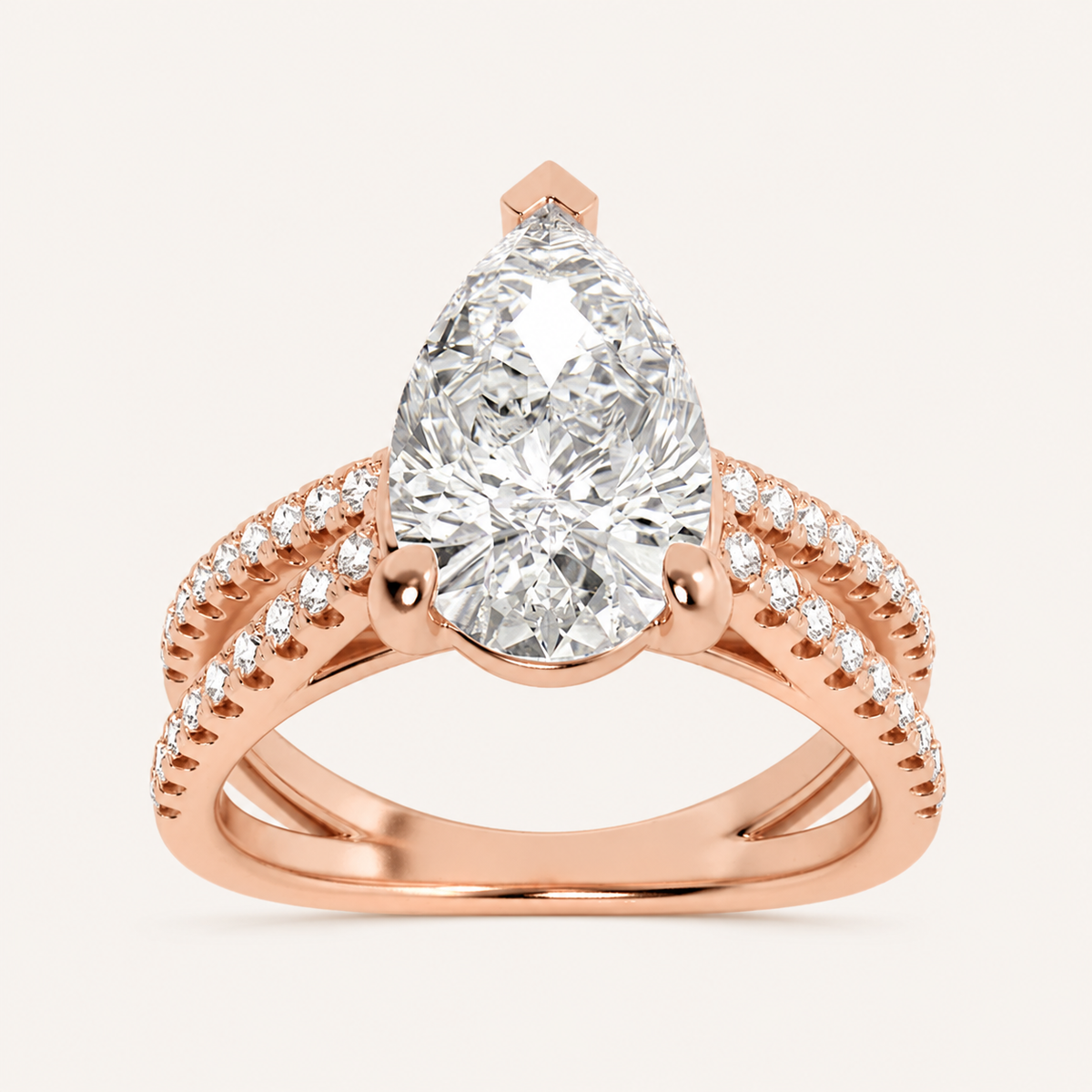 2.00 CT Pear Cut Lab Grown Diamond Cross Shank Accented Engagement Ring