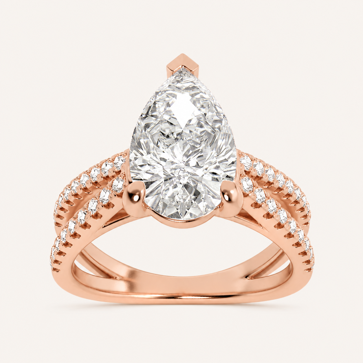 2.00 CT Pear Cut Lab Grown Diamond Cross Shank Accented Engagement Ring