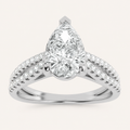 2.00 CT Pear Cut Lab Grown Diamond Cross Shank Accented Engagement Ring