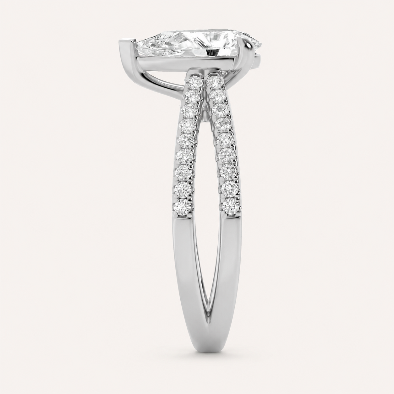 2.00 CT Pear Cut Lab Grown Diamond Cross Shank Accented Engagement Ring