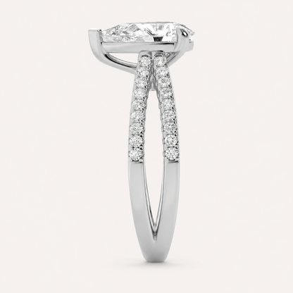 2.00 CT Pear Cut Lab Grown Diamond Cross Shank Accented Engagement Ring