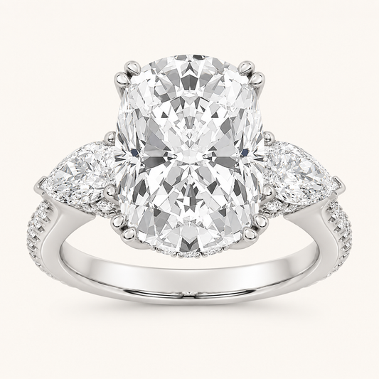 6.5 CT Elongated Cushion Cut Lab Grown Diamond Bold Accented Engagement Ring