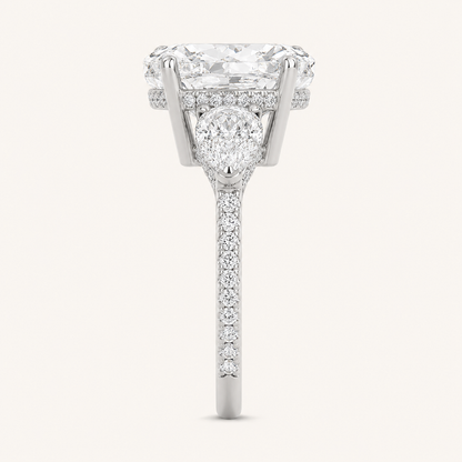 6.5 CT Elongated Cushion Cut Lab Grown Diamond Bold Accented Engagement Ring