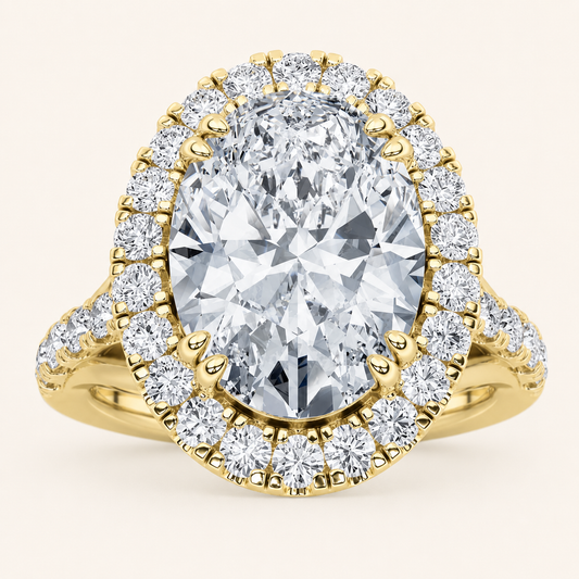 6.00 CT Oval Cut Lab Grown Diamond Bold Accented Engagement Ring