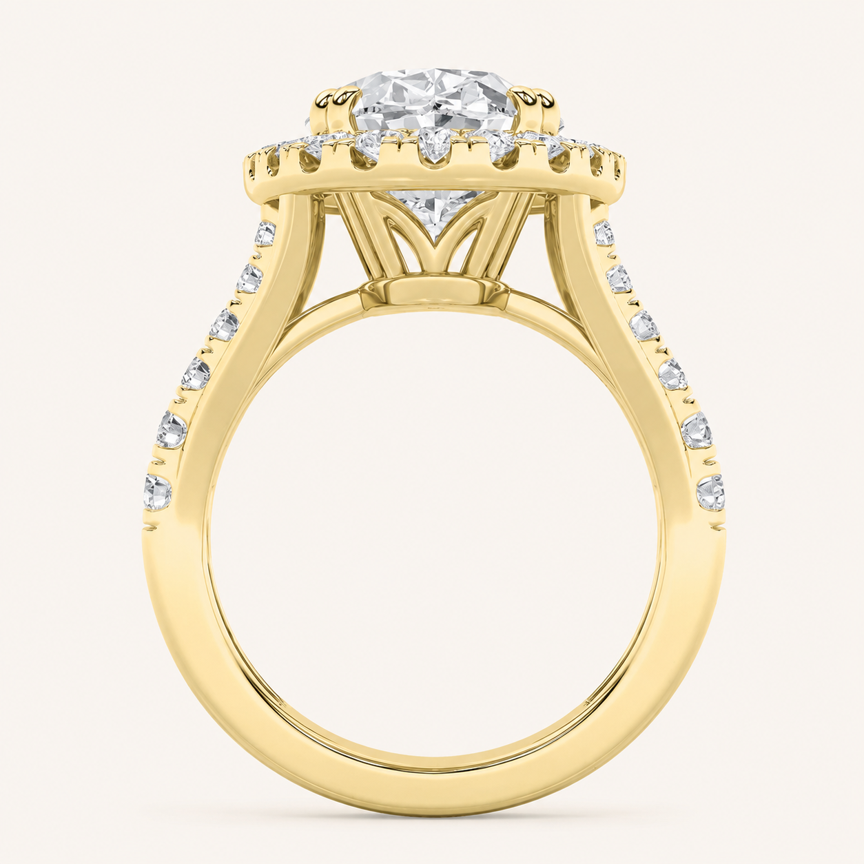 6.00 CT Oval Cut Lab Grown Diamond Bold Accented Engagement Ring