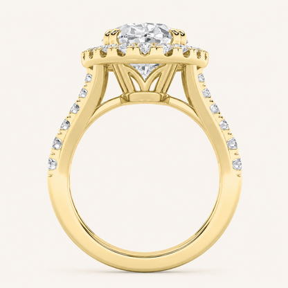6.00 CT Oval Cut Lab Grown Diamond Bold Accented Engagement Ring