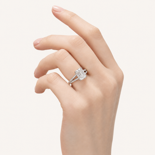 2.00 CT Radiant Cut Lab Grown Diamond Side Stone Solitaire Ring