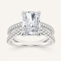 2.00 CT Radiant Cut Lab Grown Diamond Side Stone Solitaire Ring