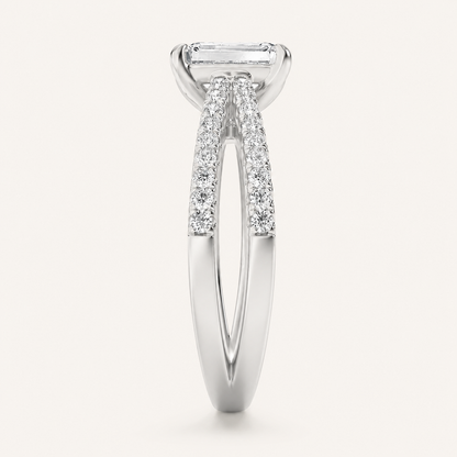 2.00 CT Radiant Cut Lab Grown Diamond Side Stone Solitaire Ring