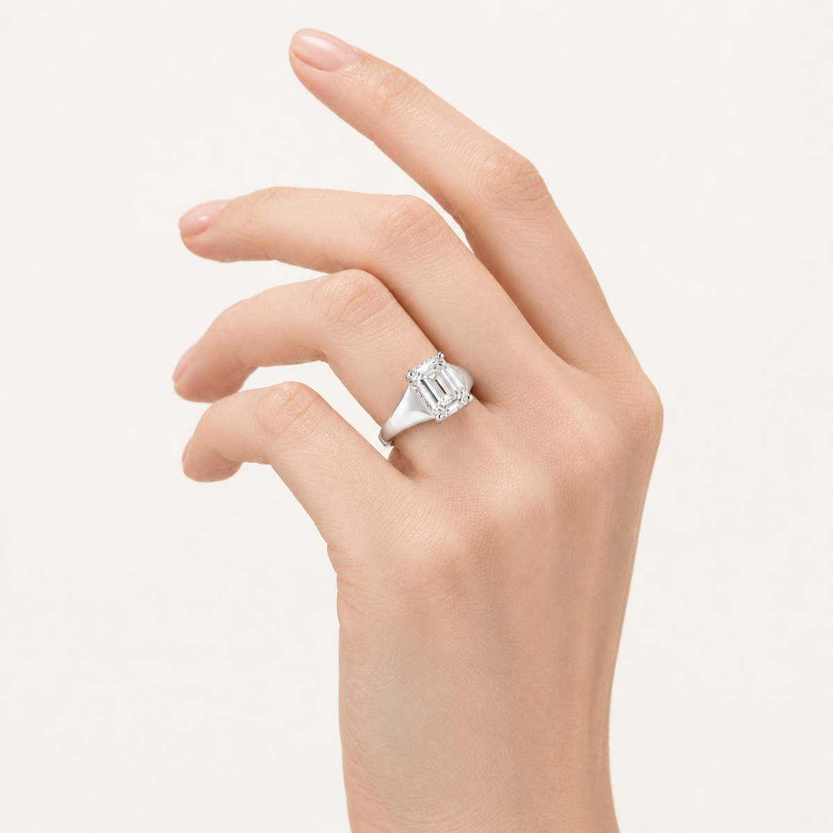 2CT Emerald Cut Lab Grown Diamond East West Solitaire Men's Ring