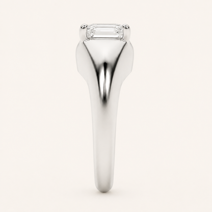 2CT Emerald Cut Lab Grown Diamond East West Solitaire Men's Ring