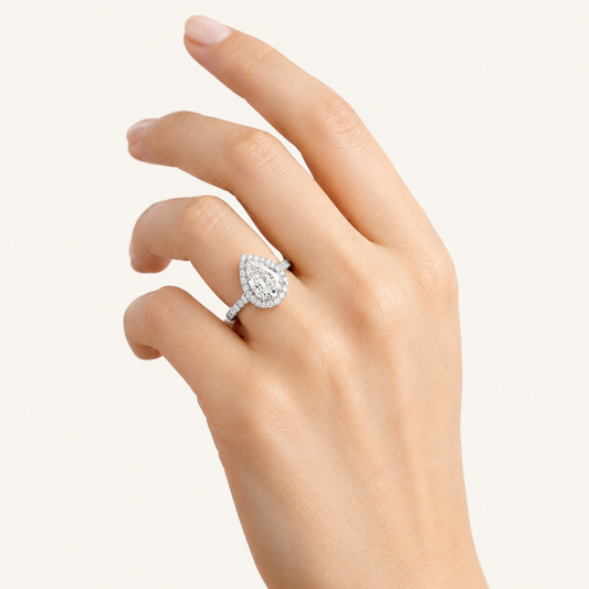 6.00 CT Pear Cut Lab Grown Diamond Bold Statement Accented Ring