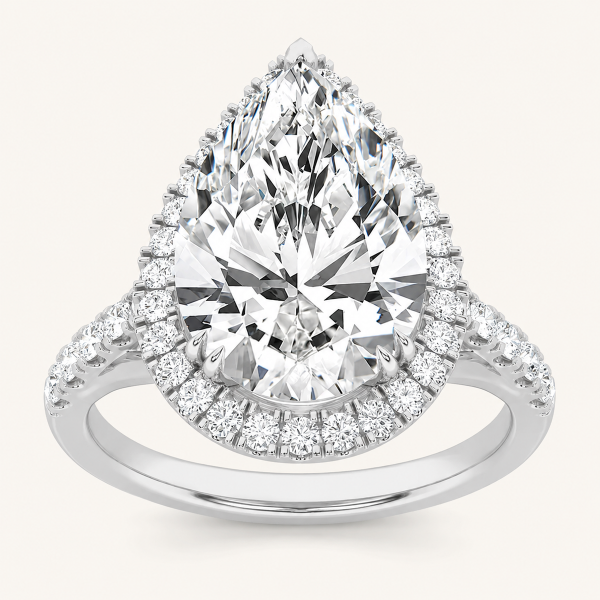 6.00 CT Pear Cut Lab Grown Diamond Bold Statement Accented Ring