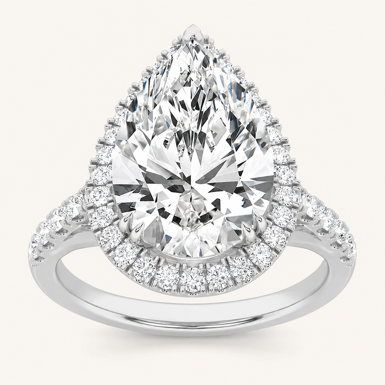 6.00 CT Pear Cut Lab Grown Diamond Bold Statement Accented Ring