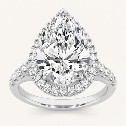 6.00 CT Pear Cut Lab Grown Diamond Bold Statement Accented Ring