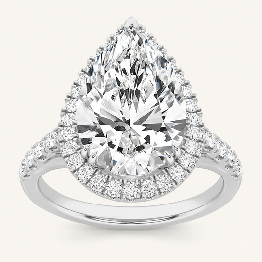6.00 CT Pear Cut Lab Grown Diamond Bold Statement Accented Ring