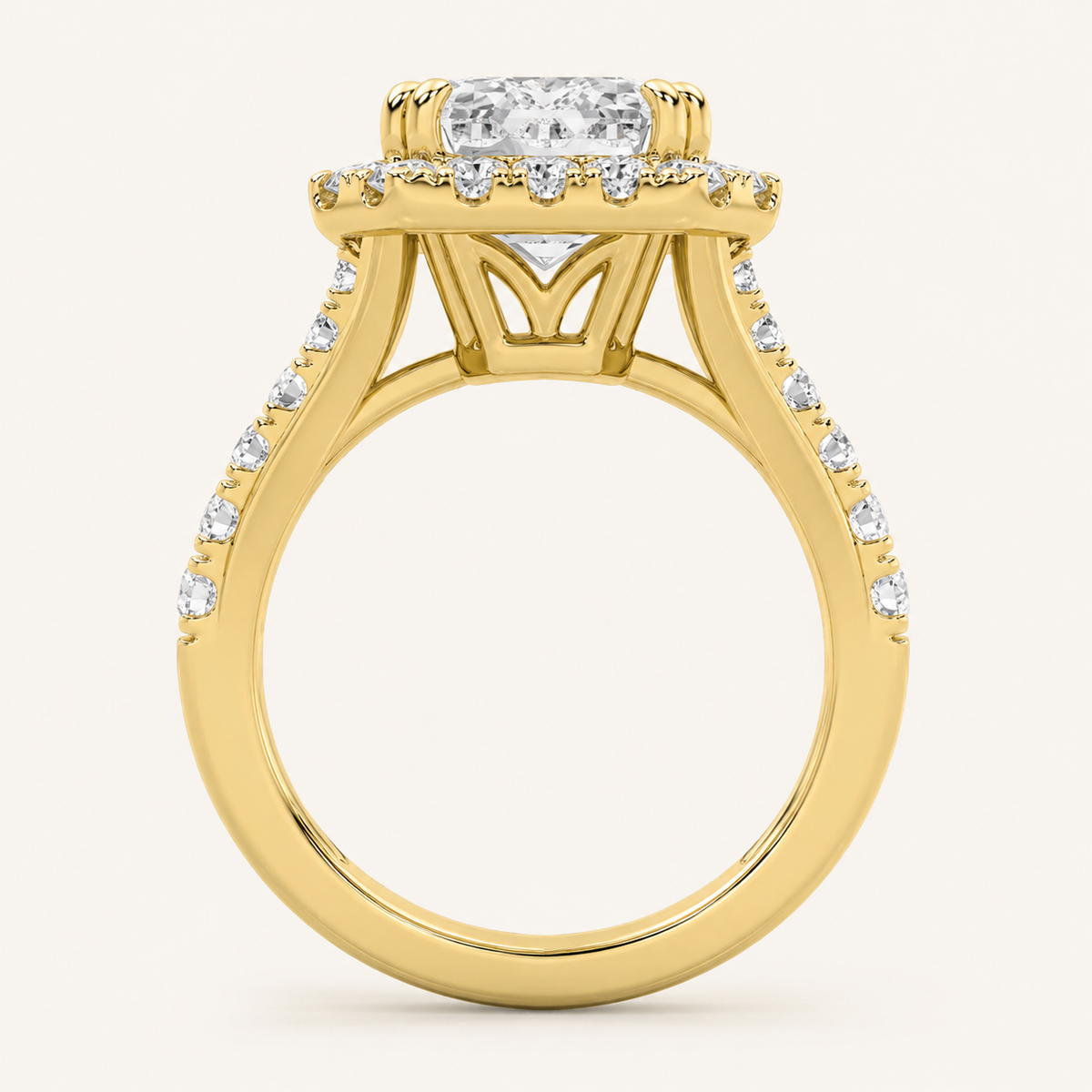 6.00 CT Radiant Cut Lab Grown Diamond Bold Accented Engagement Ring
