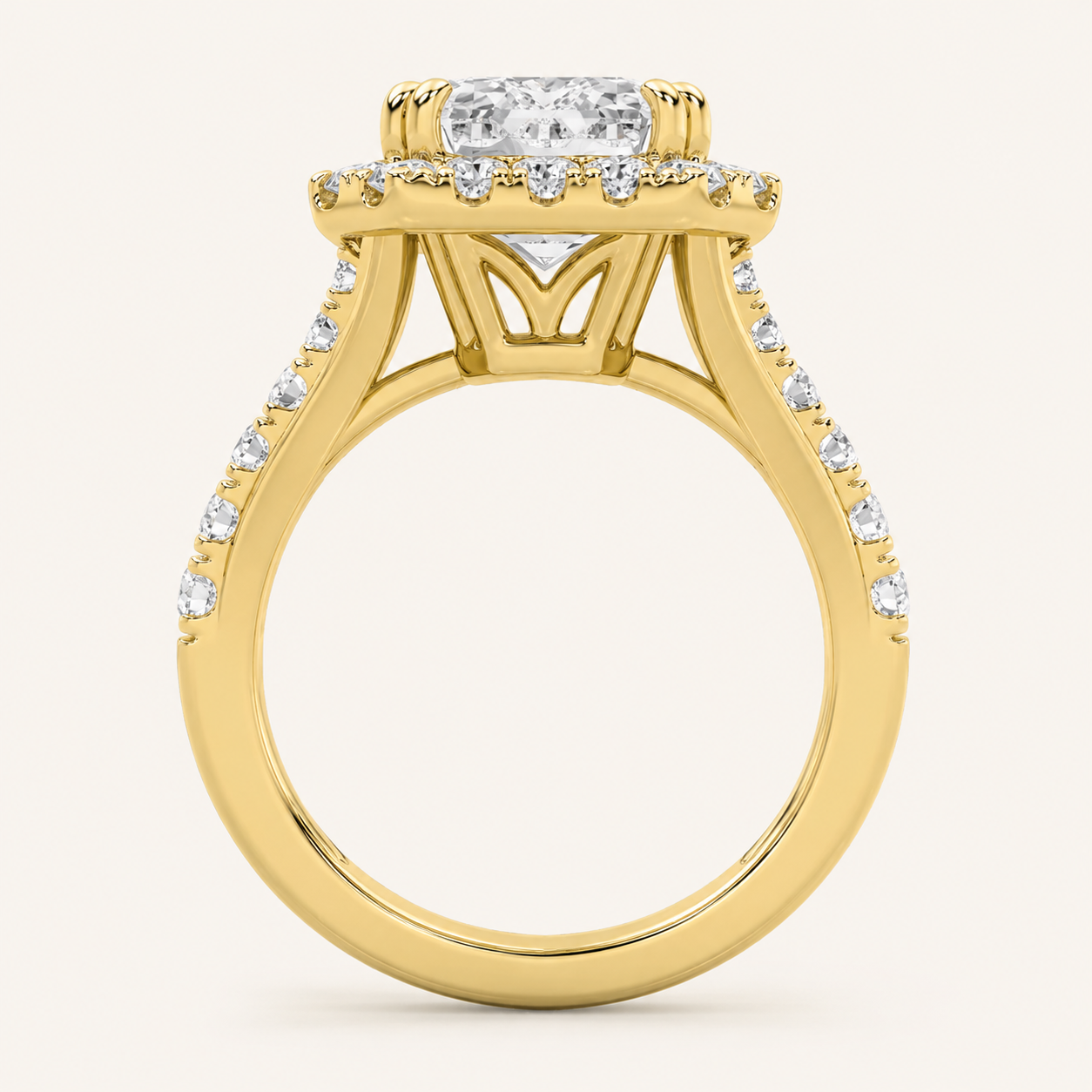 6.00 CT Radiant Cut Lab Grown Diamond Bold Accented Engagement Ring