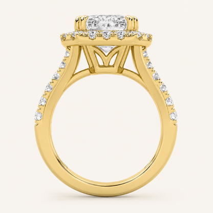 6.00 CT Radiant Cut Lab Grown Diamond Bold Accented Engagement Ring
