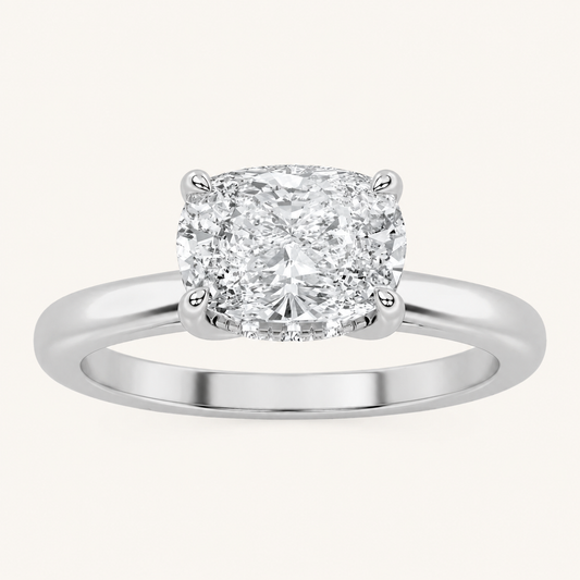 1.5CT Oval Cut Lab Grown Diamond East West Solitaire Ring