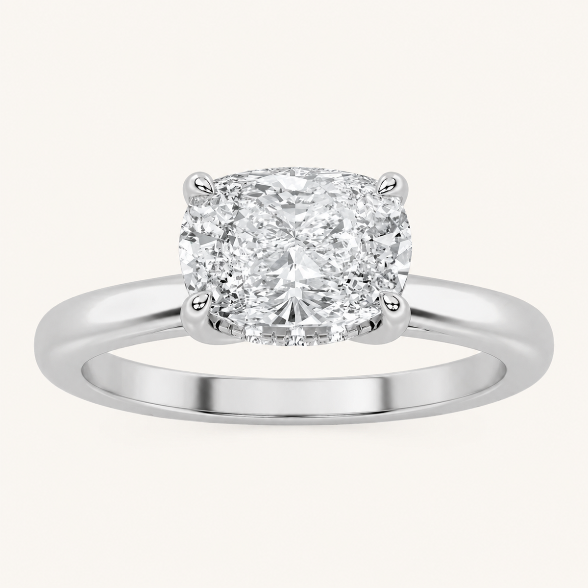 1.5CT Elongated Cushion Cut Lab Grown Diamond East West Solitaire Ring