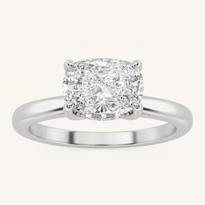 1.5CT Elongated Cushion Cut Lab Grown Diamond East West Solitaire Ring