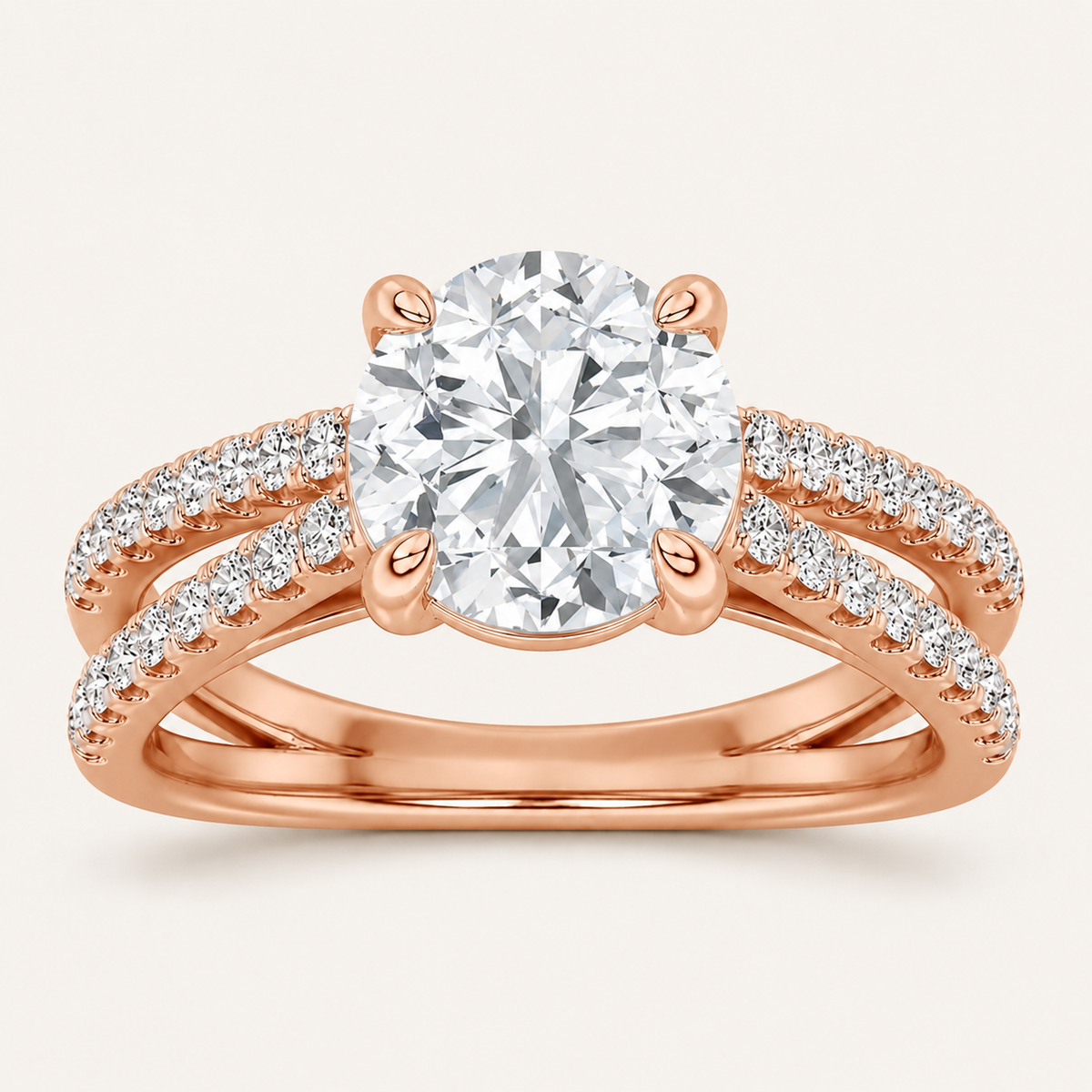 2.00 CT Round Cut Lab Grown Diamond Cross Shank Accented Side Stone Solitaire Ring